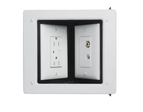 two-gang commercial metal recessed tv box white|2 gang recessed wall plate.